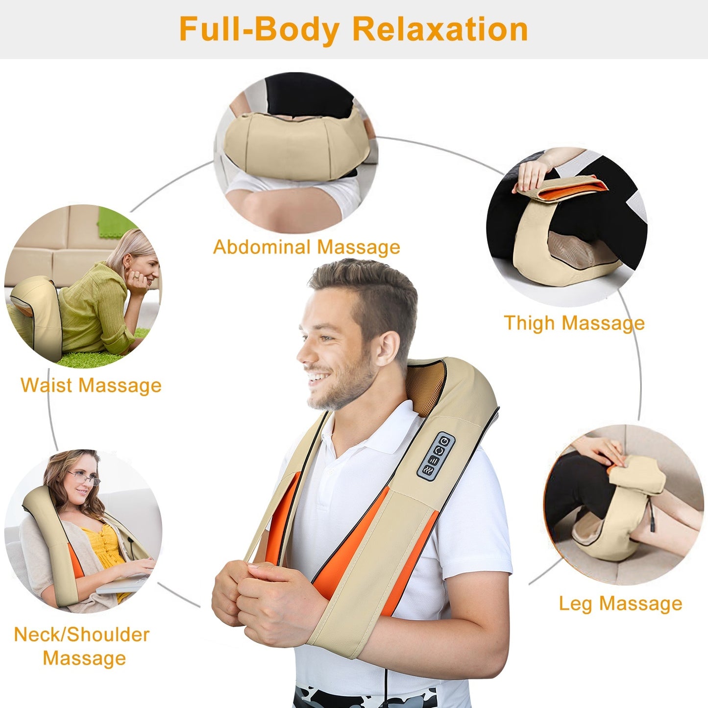 1Pc Neck Shoulder Massager Electric Back Massage Cape With Heat Deep Tissue 3D Kneading Massage Neck Waist Shiatsu Massager Pillow For Muscles Pain Relief Relax In Car Office And Home