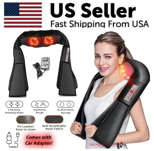Shiatsu Back Neck And Shoulder Massager With Heat Deep Tissue 3D Kneading Pillow