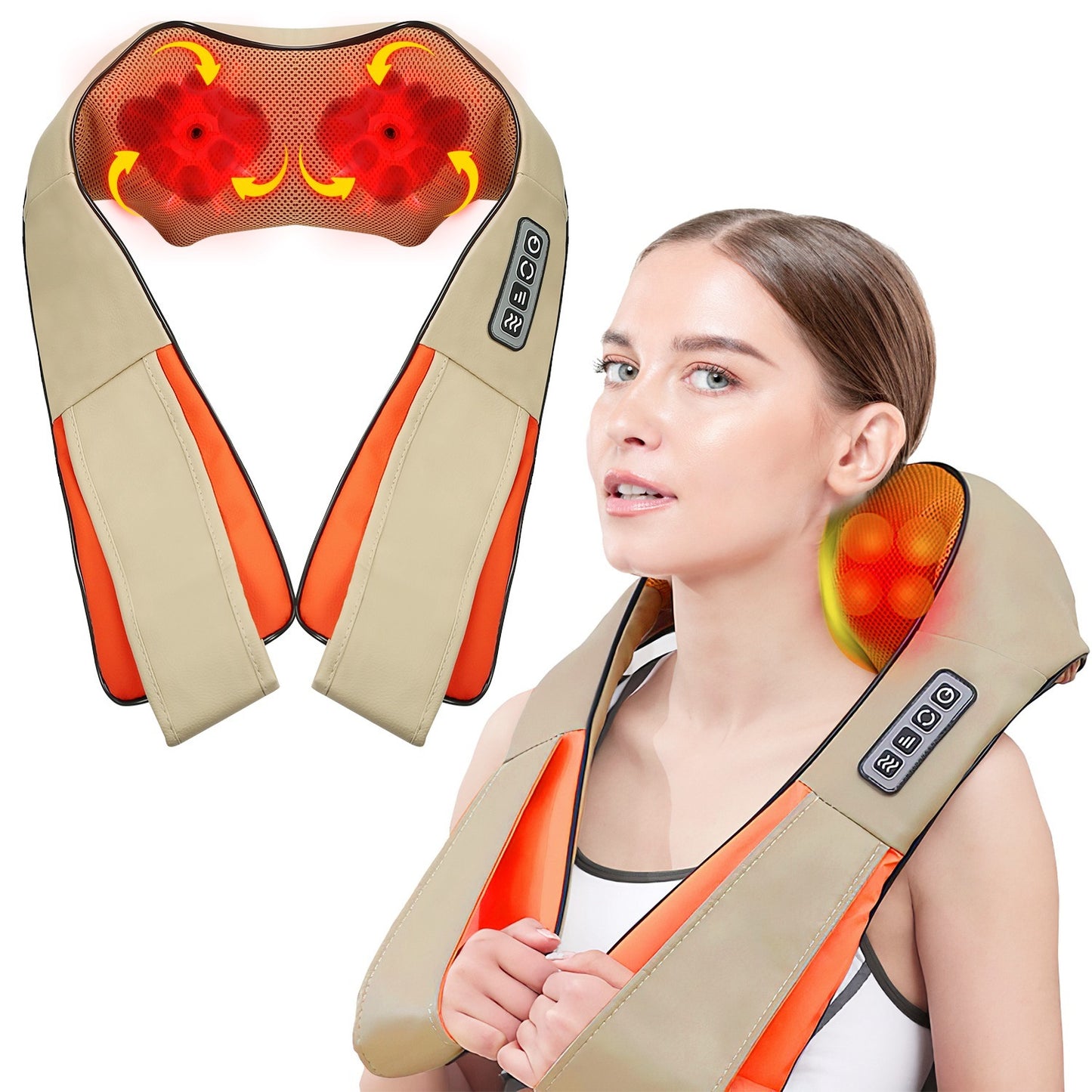 1Pc Neck Shoulder Massager Electric Back Massage Cape With Heat Deep Tissue 3D Kneading Massage Neck Waist Shiatsu Massager Pillow For Muscles Pain Relief Relax In Car Office And Home